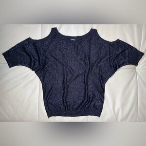 Express Shimmering Black Cold Shoulder Slouchy Sweater with Dolman Sleeves